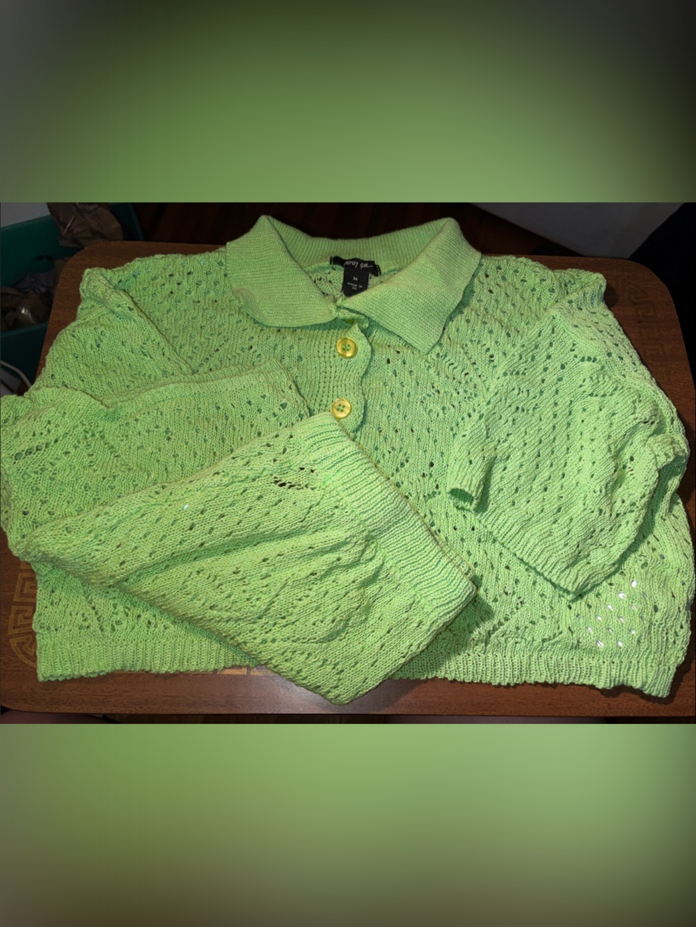 Nasty Gal Bright Lime Green Size M 2 piece set swim cover up